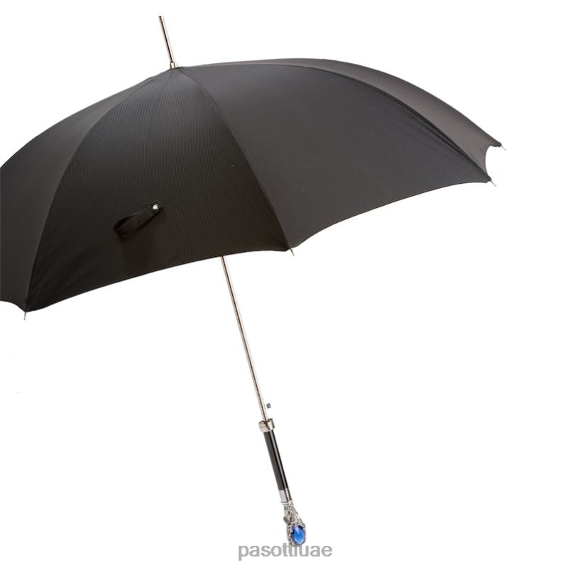 مظلة | 478 6768-1 w68blu - مظلة سوداء بمقبض جوهرة زرقاء فاخرة PASOTTI Z446V50